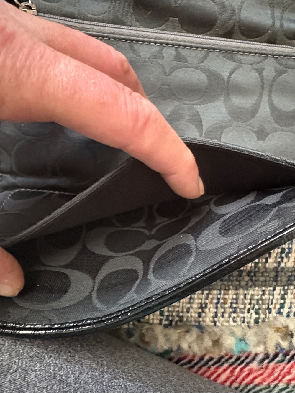 Coach Black Signature Continental Wallet - Picture 9 of 13